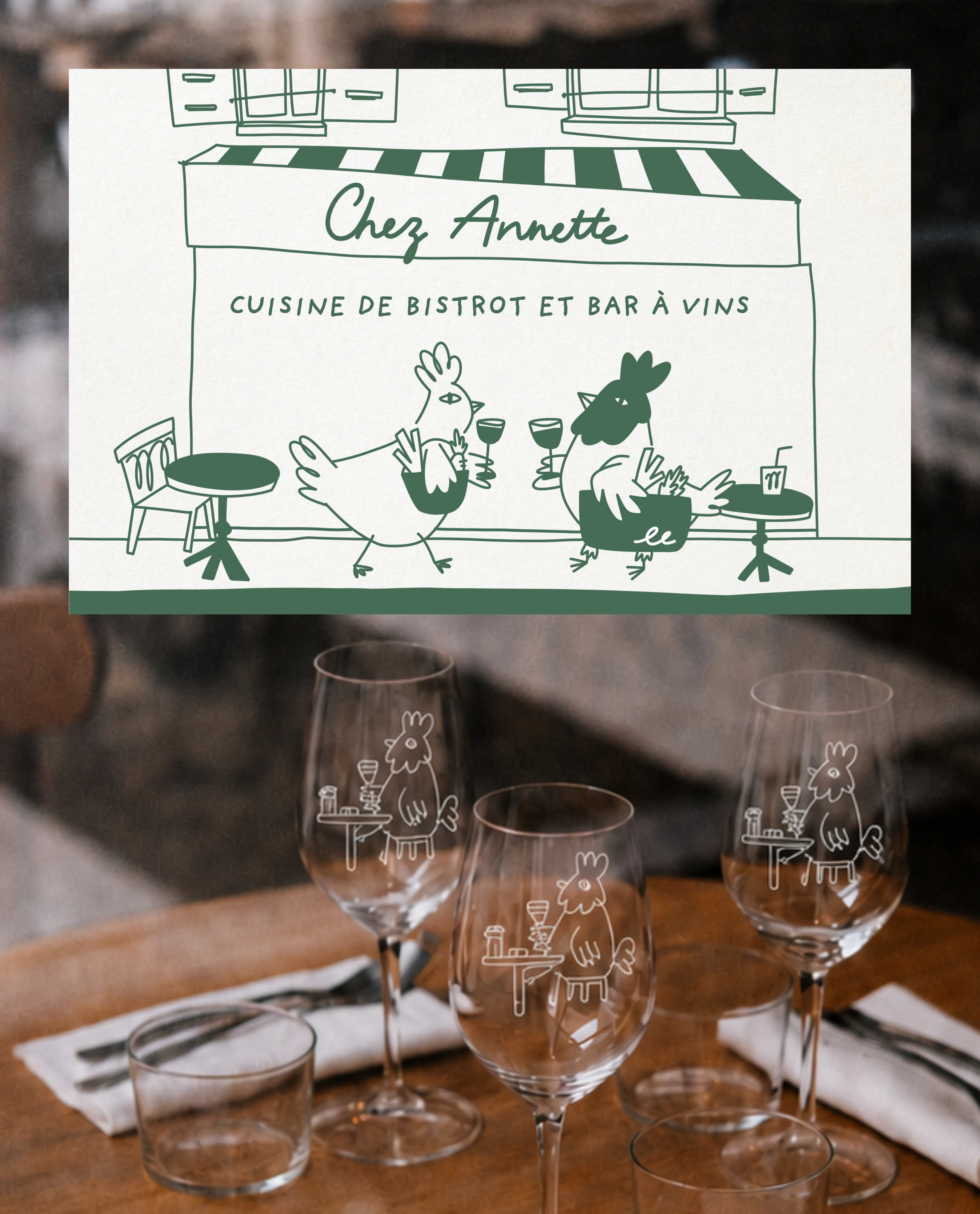 Identité visuelle illustrée pour un restaurant